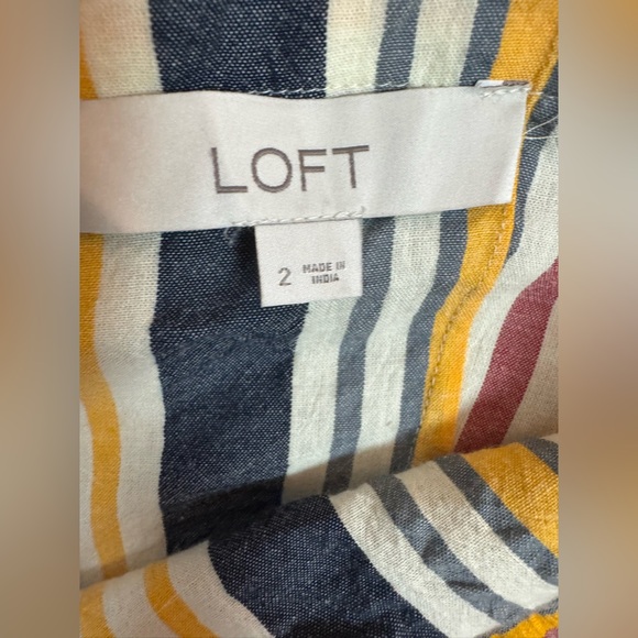 LOFT Striped Tiered Maxi Dress Sleeveless Square Neck S 2 Yellow striped.  E86 - Picture 13 of 15